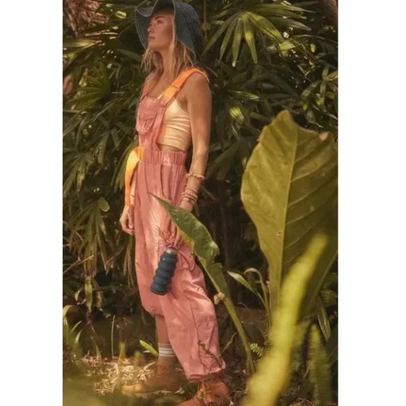 NWOT Free People FP Movement Morning Meadow Jumpsuit Overalls Matte Rose XS - Picture 5 of 10